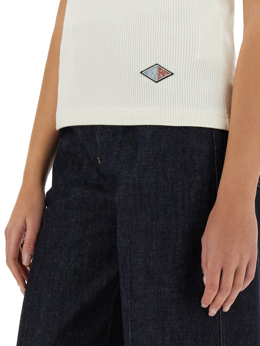 Bottega Veneta Ribbed Texture Cotton Jersey Top with Subtle Detailing Wit