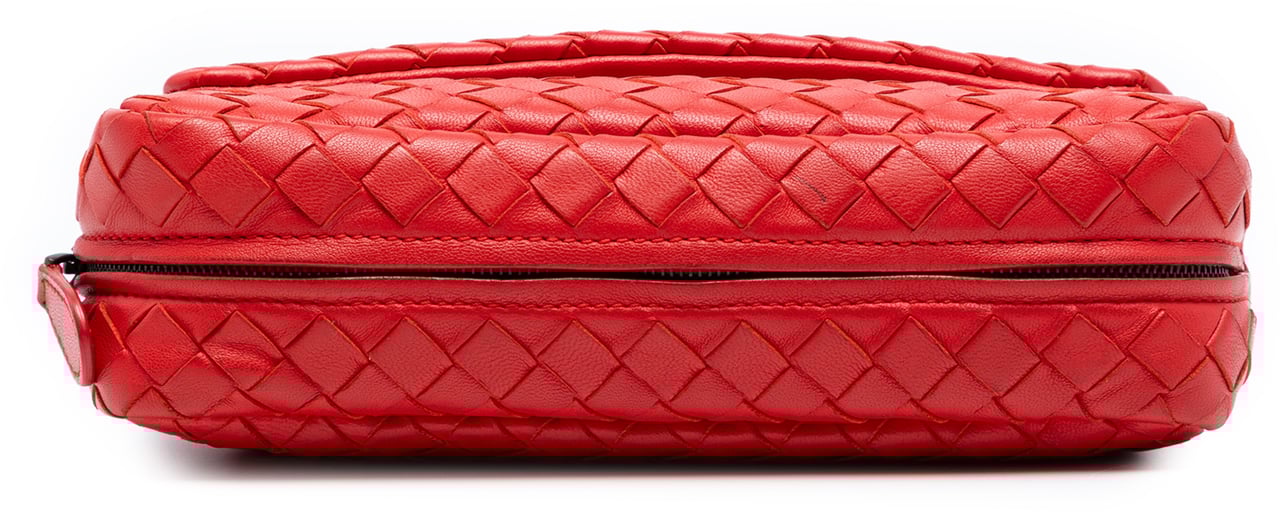Bottega Veneta Mini Nappa Intrecciato Expandable Chain Crossbody Rood