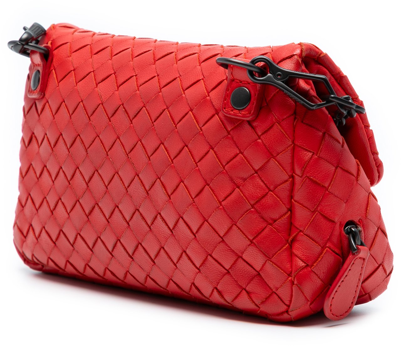 Bottega Veneta Mini Nappa Intrecciato Expandable Chain Crossbody Rood