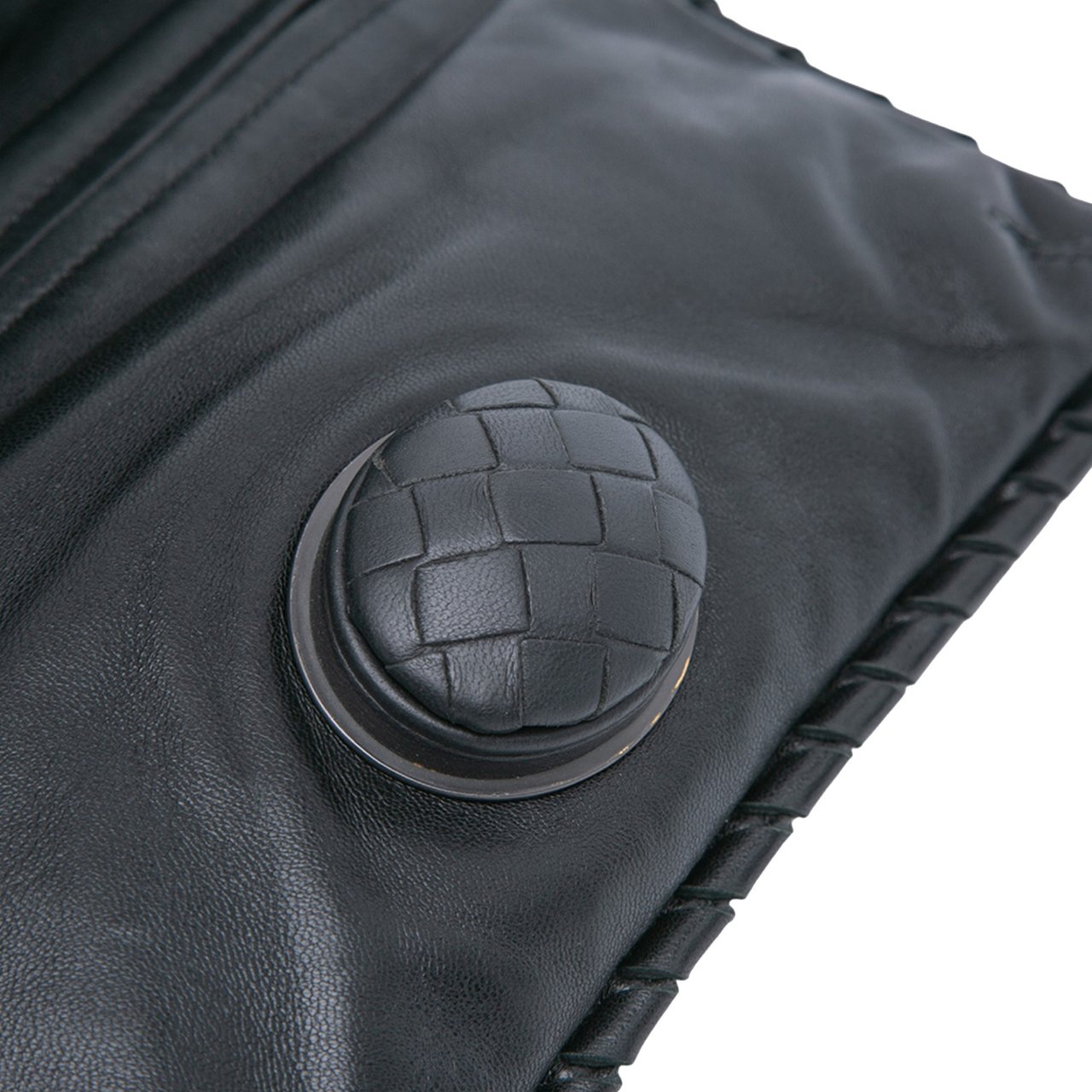 Bottega Veneta Nappa Intrecciato Turn Lock Clutch Zwart