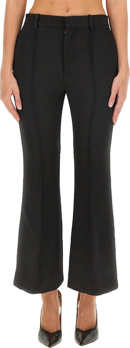 Bottega Veneta Regular Fit Wool Trousers with Tailored Silhouette Zwart