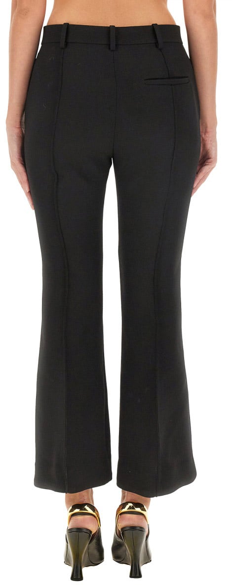 Bottega Veneta Regular Fit Wool Trousers with Tailored Silhouette Zwart