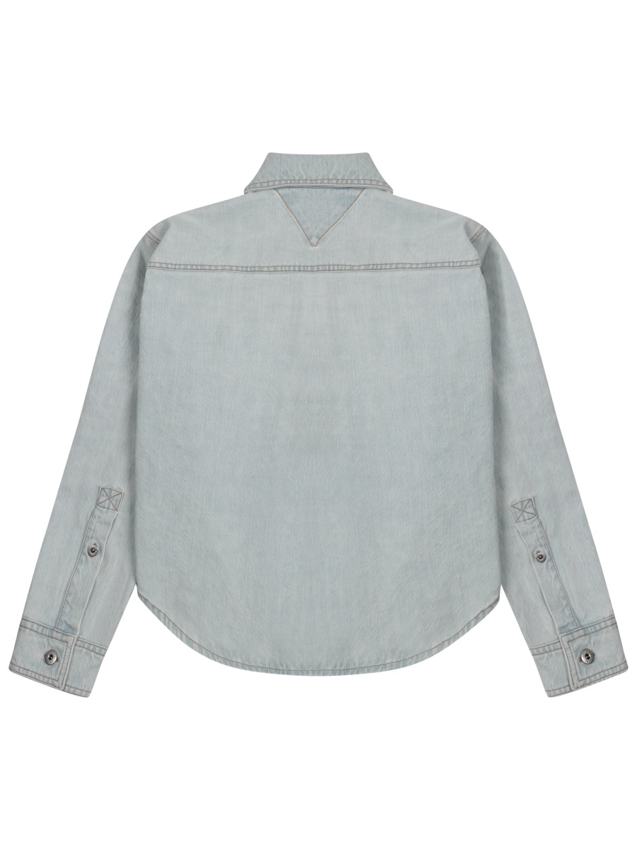 Bottega Veneta Regular Fit Bleach Wash Denim Shirt With Classic Collar Grijs