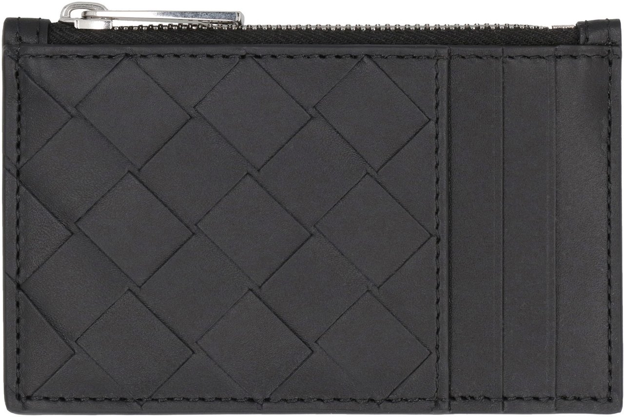 Bottega Veneta Leather card holder Zwart