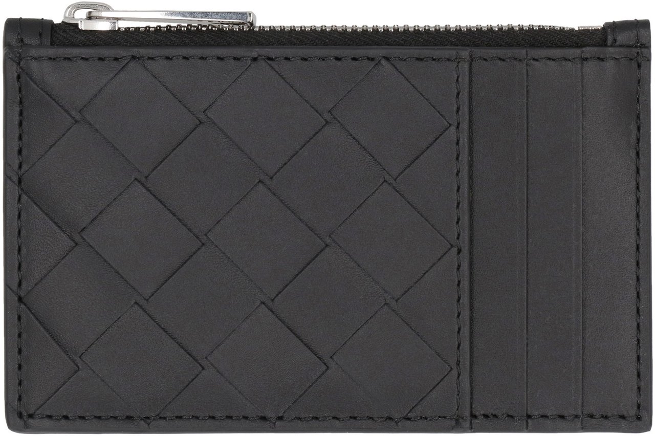 Bottega Veneta Leather card holder Zwart