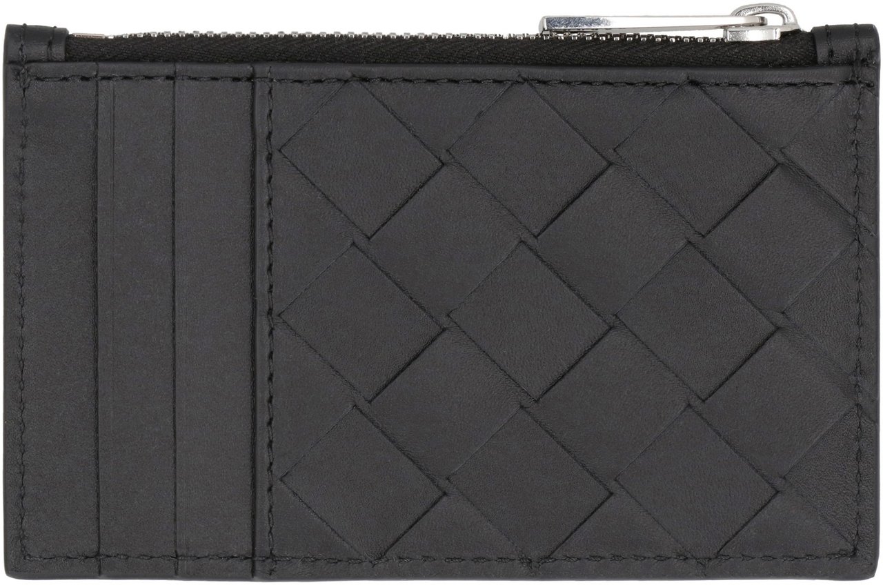 Bottega Veneta Leather card holder Zwart