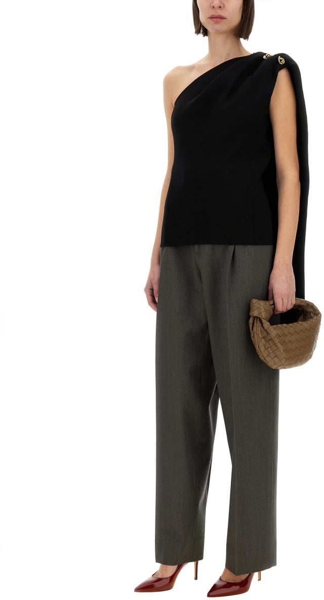 Bottega Veneta Tailored Crepe Top with Minimalist Design Zwart
