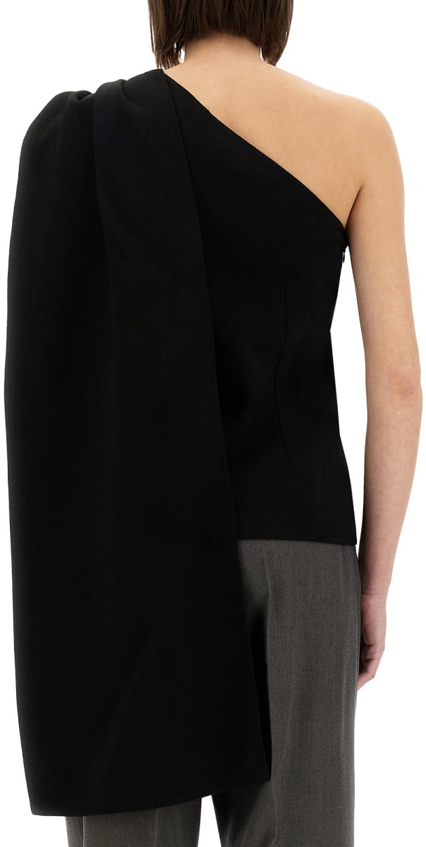 Bottega Veneta Tailored Crepe Top with Minimalist Design Zwart