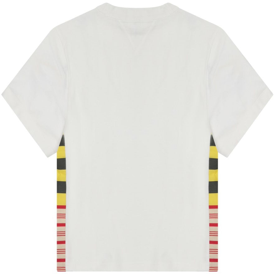 Bottega Veneta Boxy-Cut White Cotton T-Shirt With Multicolored Striped Panels Wit