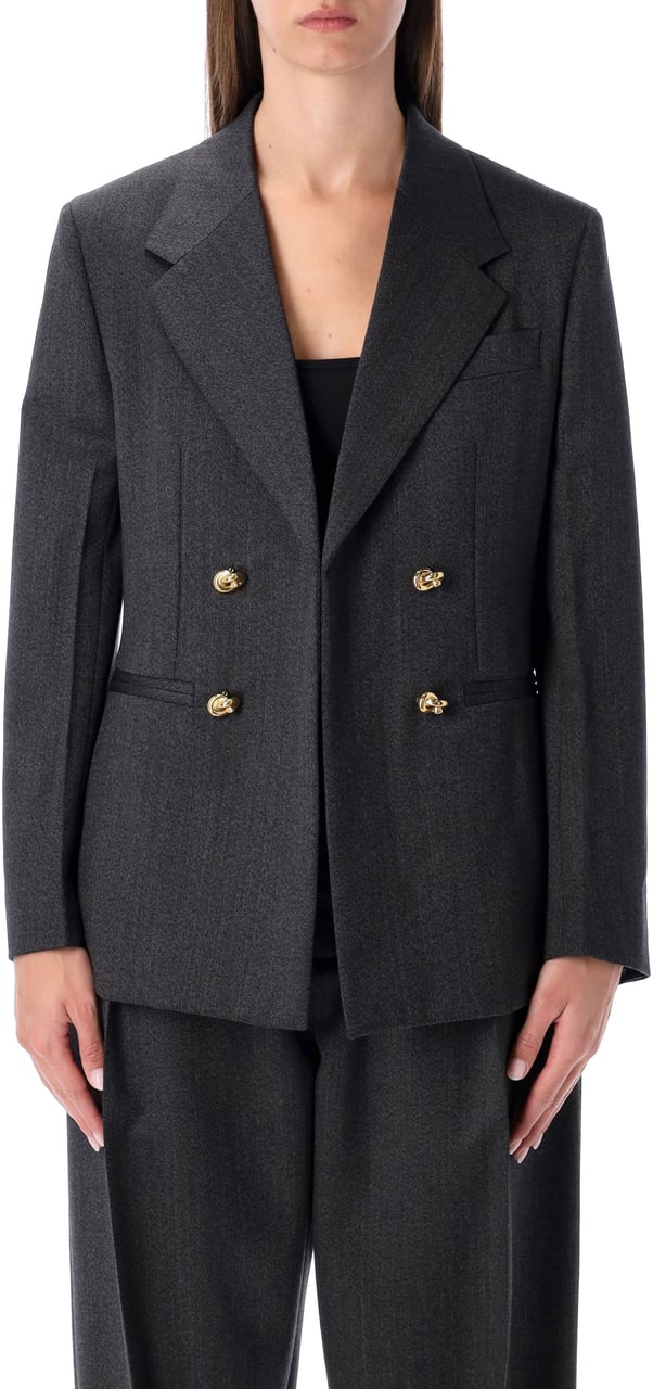 Bottega Veneta Bottega Veneta grey blazer with gold Knot buttons Zwart