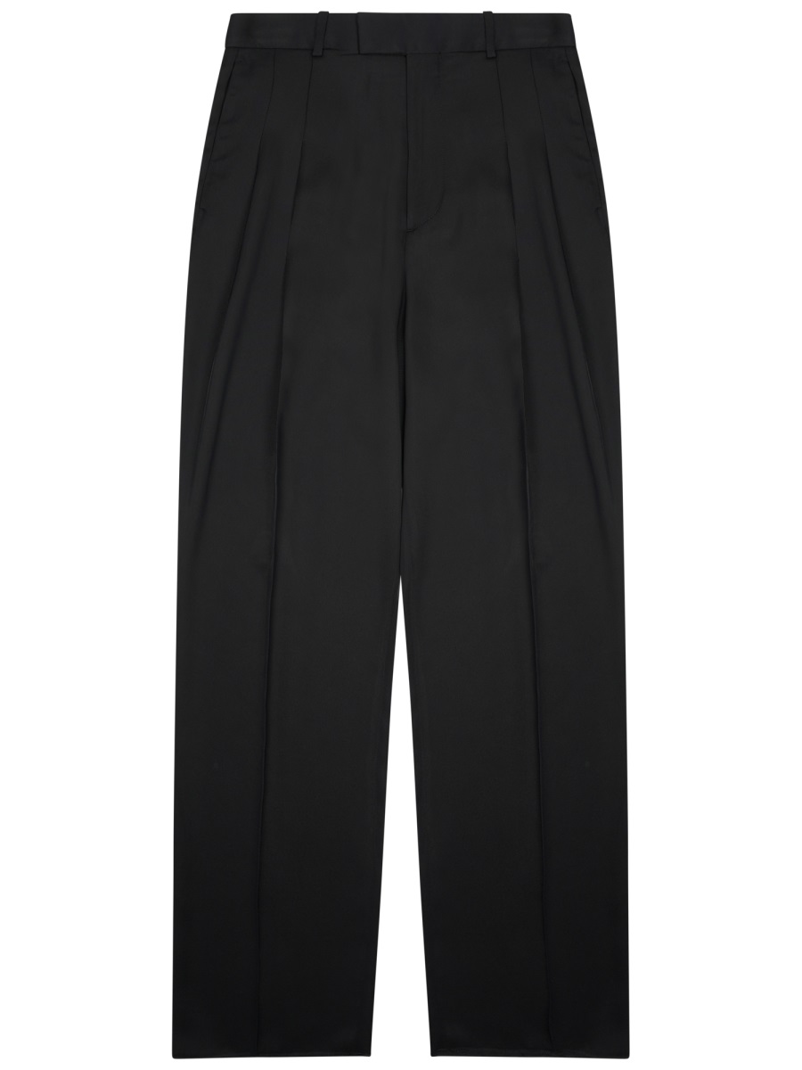 Bottega Veneta Silk Blend Tailored Pants With High Waist Zwart