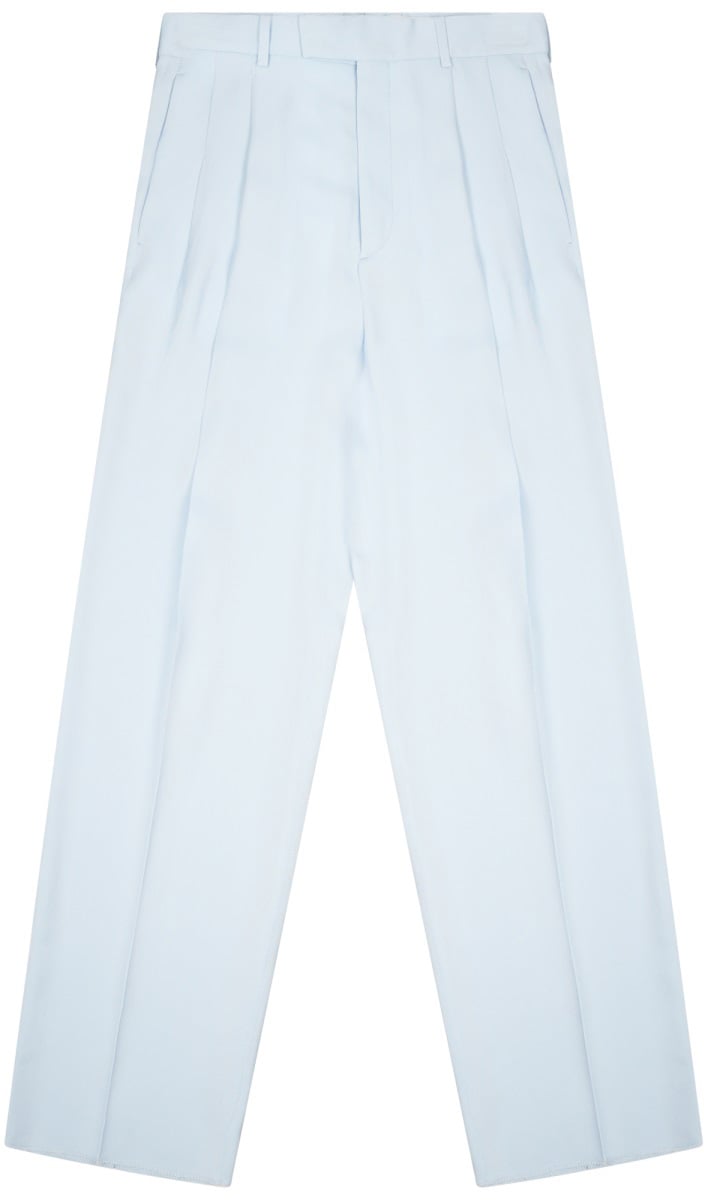 Bottega Veneta Silk Blend Tailored Pants With Front Pleats Wit