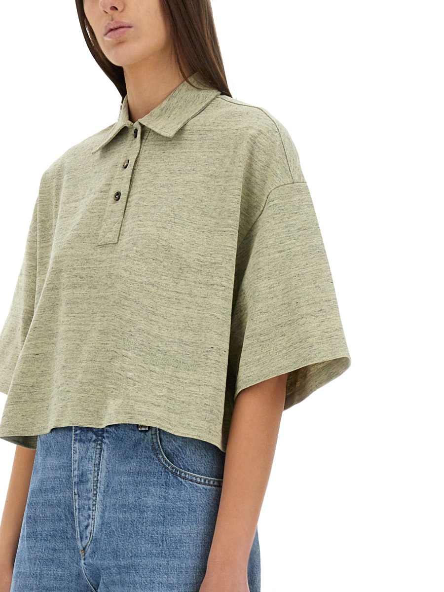 Bottega Veneta Cotton Pique Polo Shirt with Structured Collar Neutraal