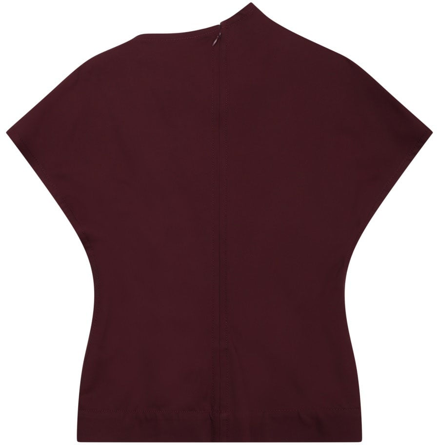 Bottega Veneta Draped Burgundy Top With Asymmetrical Neckline Zwart
