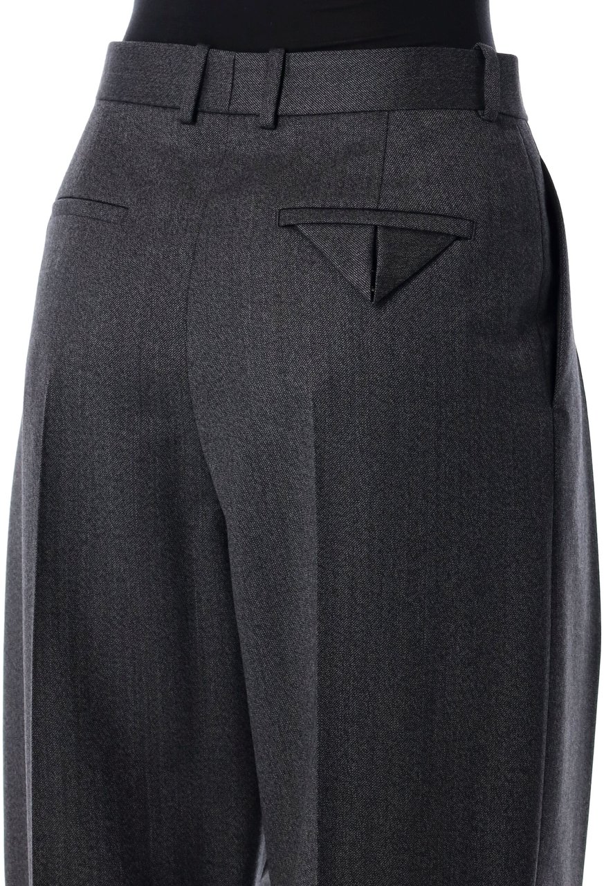 Bottega Veneta Bottega Veneta grey moiré wool pleated trousers Zwart