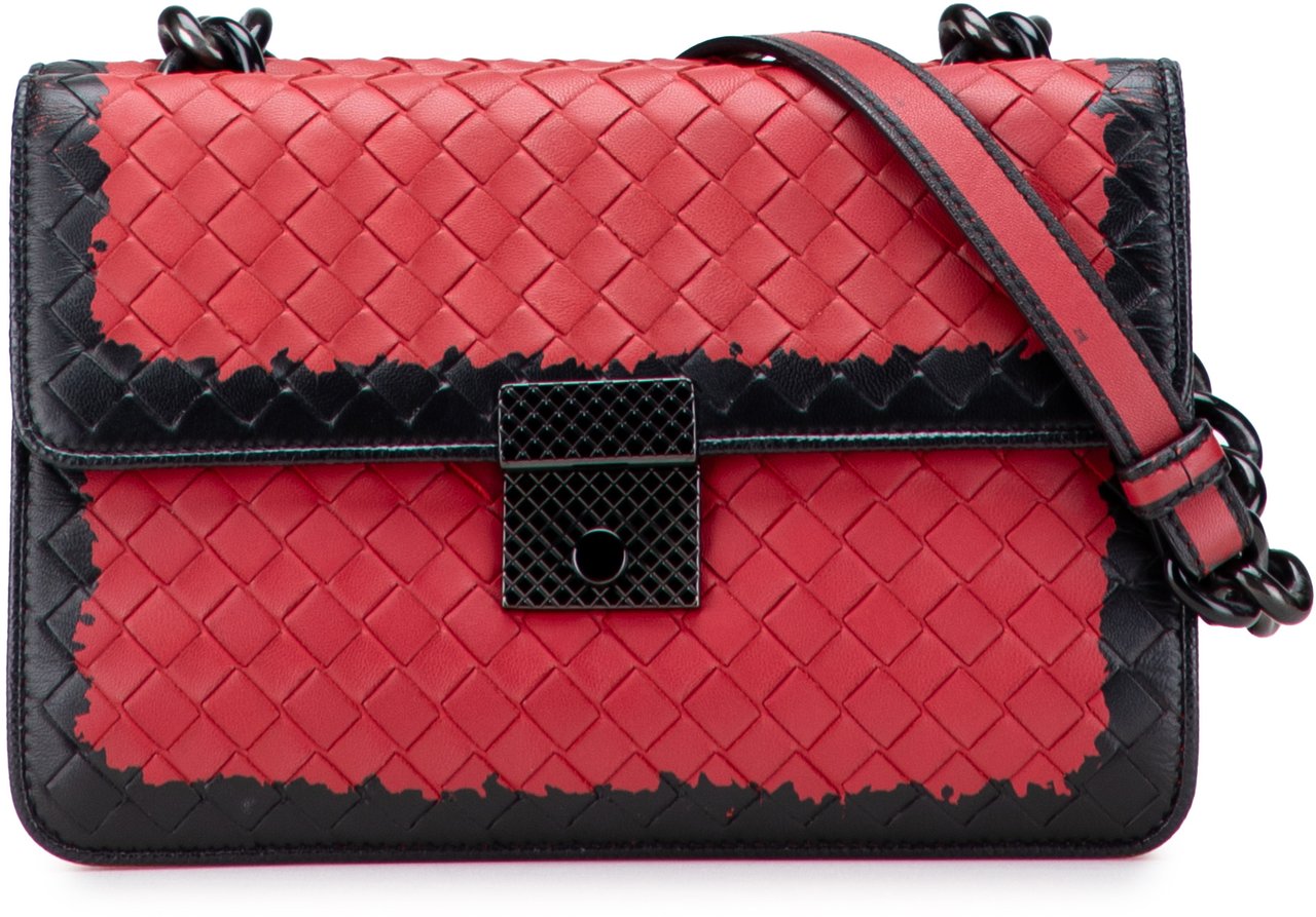 Bottega Veneta Nappa Intrecciato Glass Shoulder Bag Rood