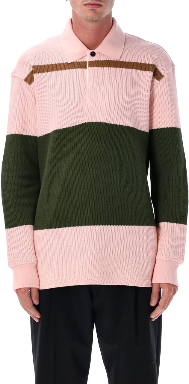 Bottega Veneta Bottega Veneta Striped Cotton Piqué Polo Sweater Roze