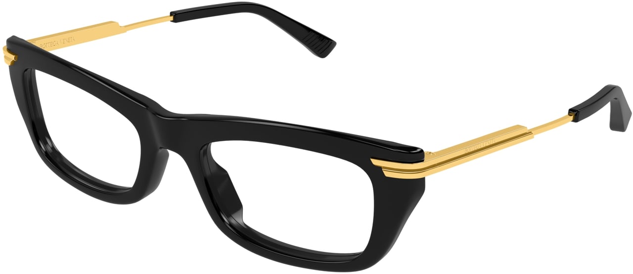 Bottega Veneta Bv1371o Rectangular Black Acetate Eyeglasses Zwart