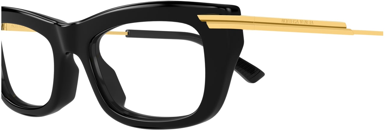 Bottega Veneta Bv1371o Rectangular Black Acetate Eyeglasses Zwart