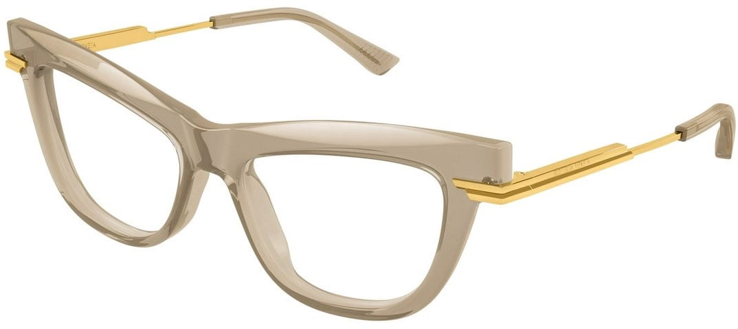 Bottega Veneta Eyeglasses Bottega Veneta BV1266O 006 Brown Gold Transparen 51/16/145 Neutraal