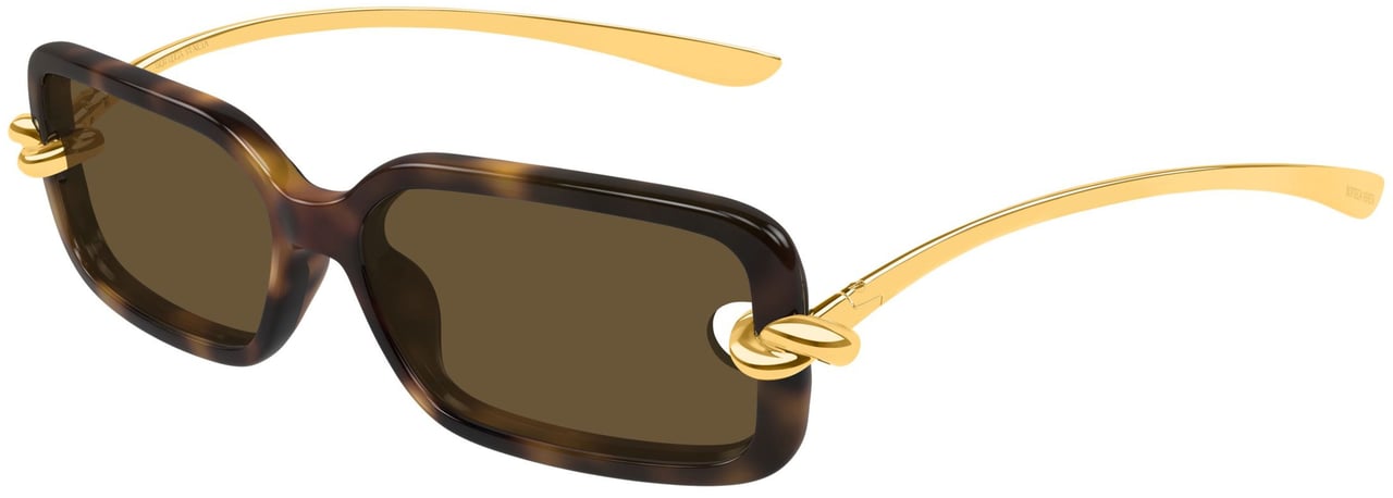 Bottega Veneta Bv1439s Rectangular Tortoiseshell Sunglasses Groen