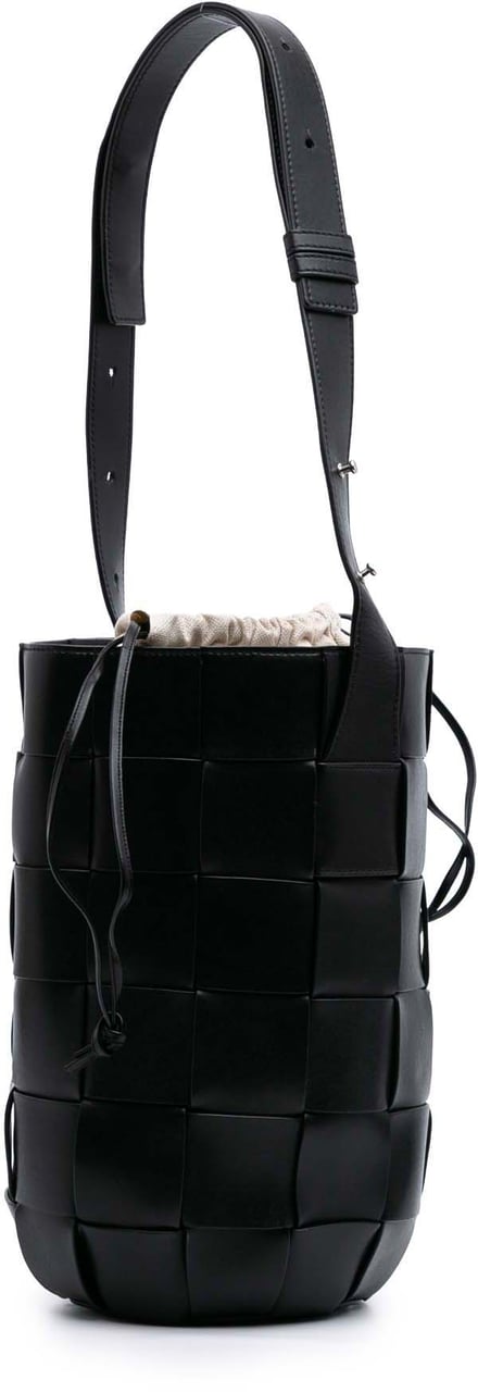 Bottega Veneta Nappa Intrecciato Casette Lantern Bucket Zwart