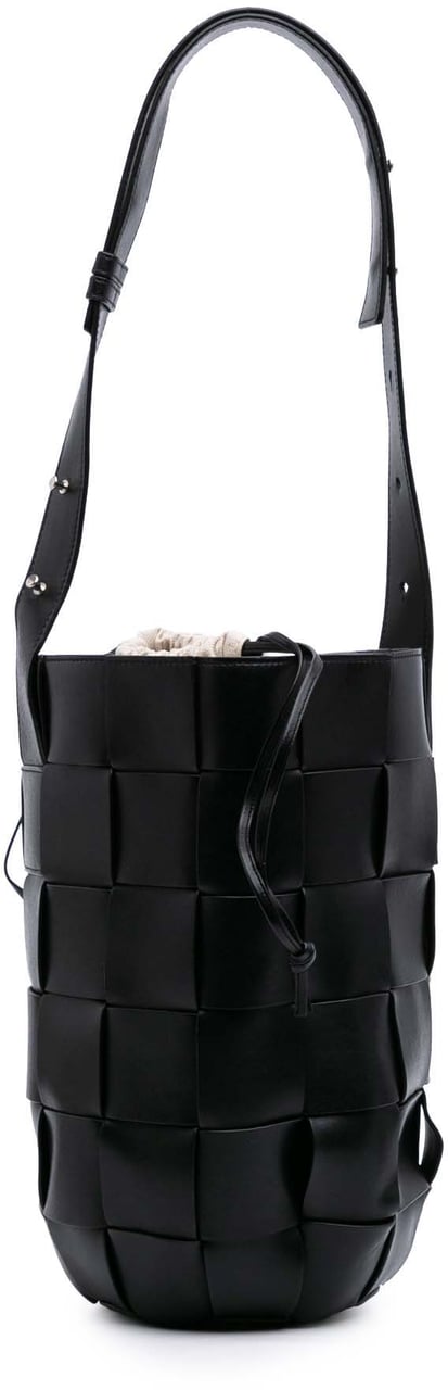 Bottega Veneta Nappa Intrecciato Casette Lantern Bucket Zwart