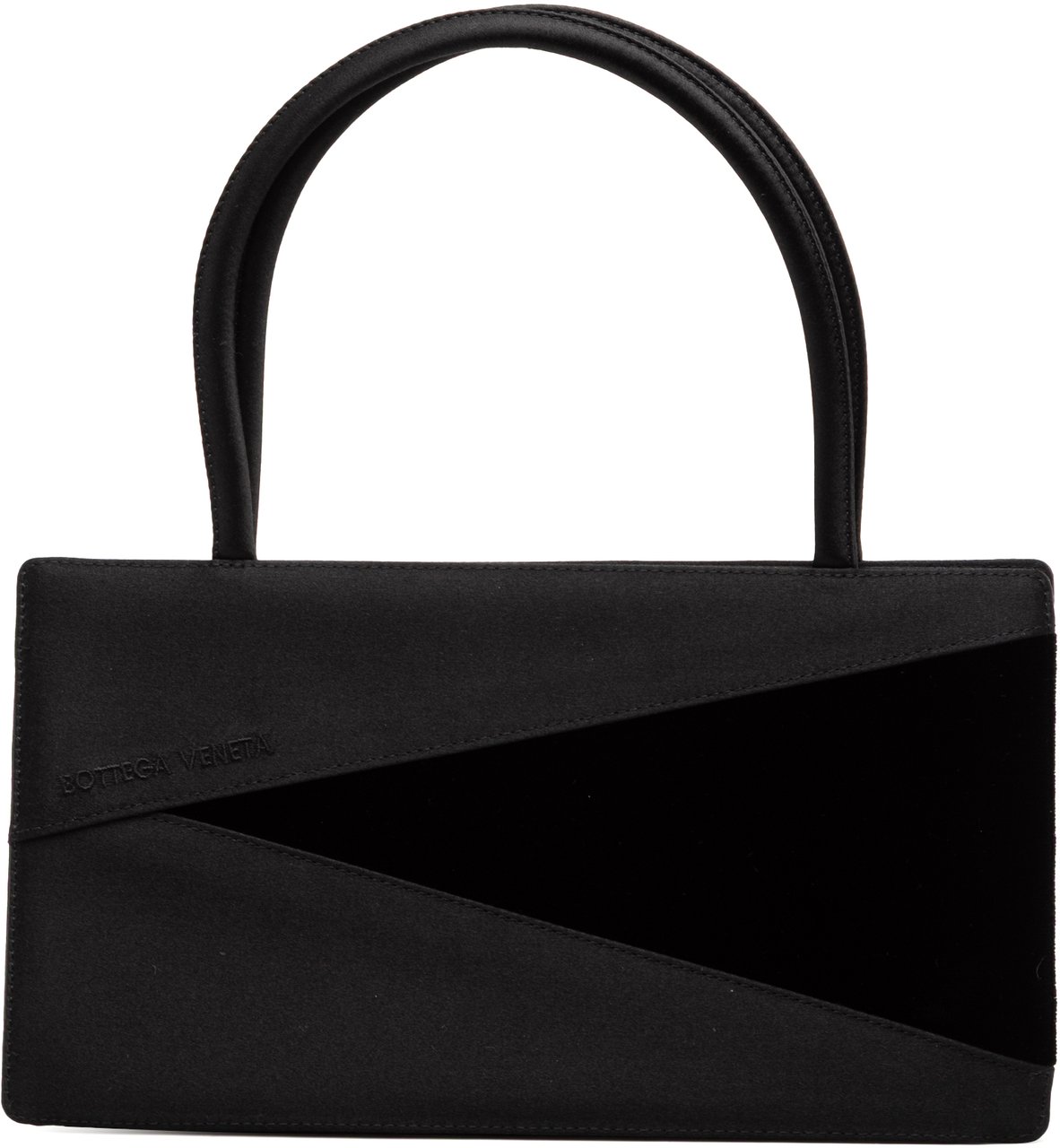 Bottega Veneta Satin and Velvet Geometric Handbag Zwart