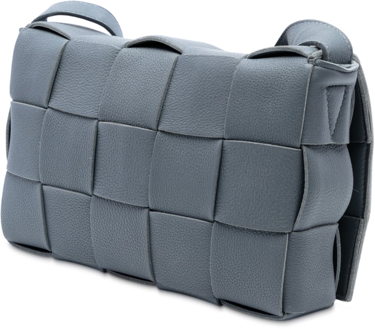 Bottega Veneta Grained Calfskin Intrecciato Cassette Crossbody Grijs