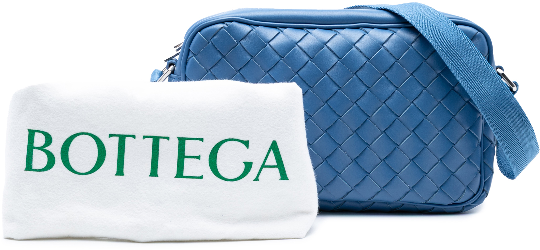 Bottega Veneta Small Nappa Intrecciato Camera Bag Blauw