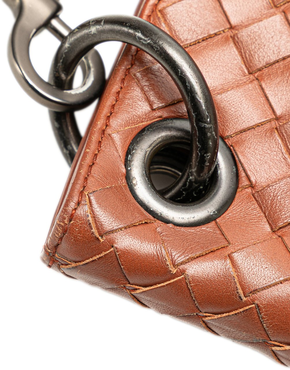 Bottega Veneta Leather Intrecciato Crossbody Bruin
