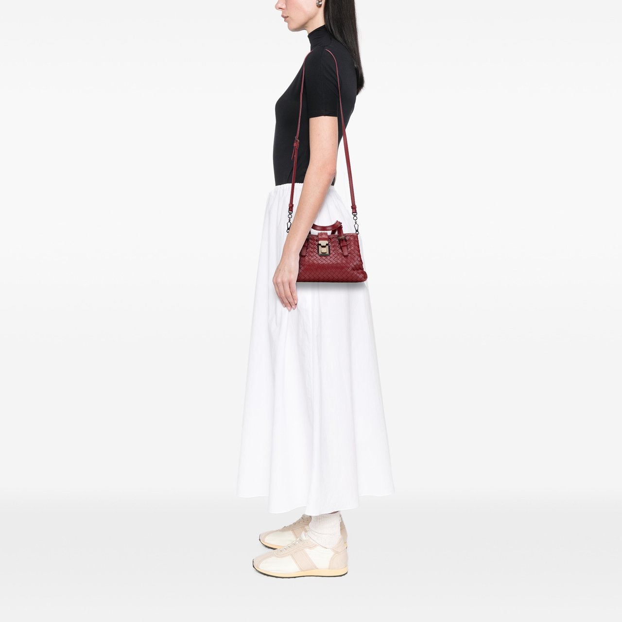 Bottega Veneta Mini Nappa Intrecciato Roma Satchel Rood