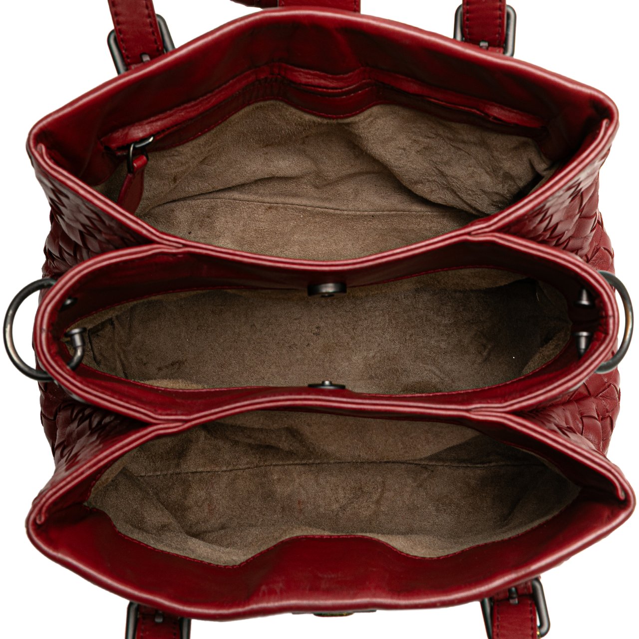 Bottega Veneta Mini Nappa Intrecciato Roma Satchel Rood