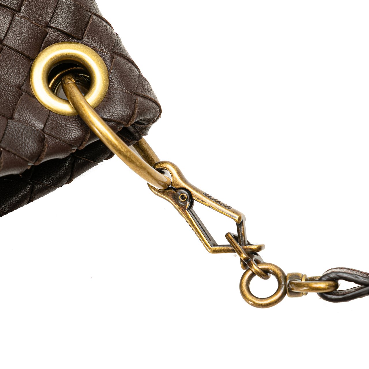 Bottega Veneta Leather Intrecciato Crossbody Bruin