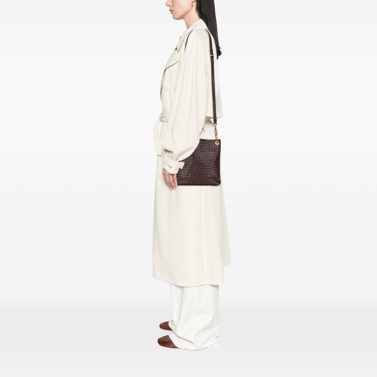 Bottega Veneta Leather Intrecciato Crossbody Bruin