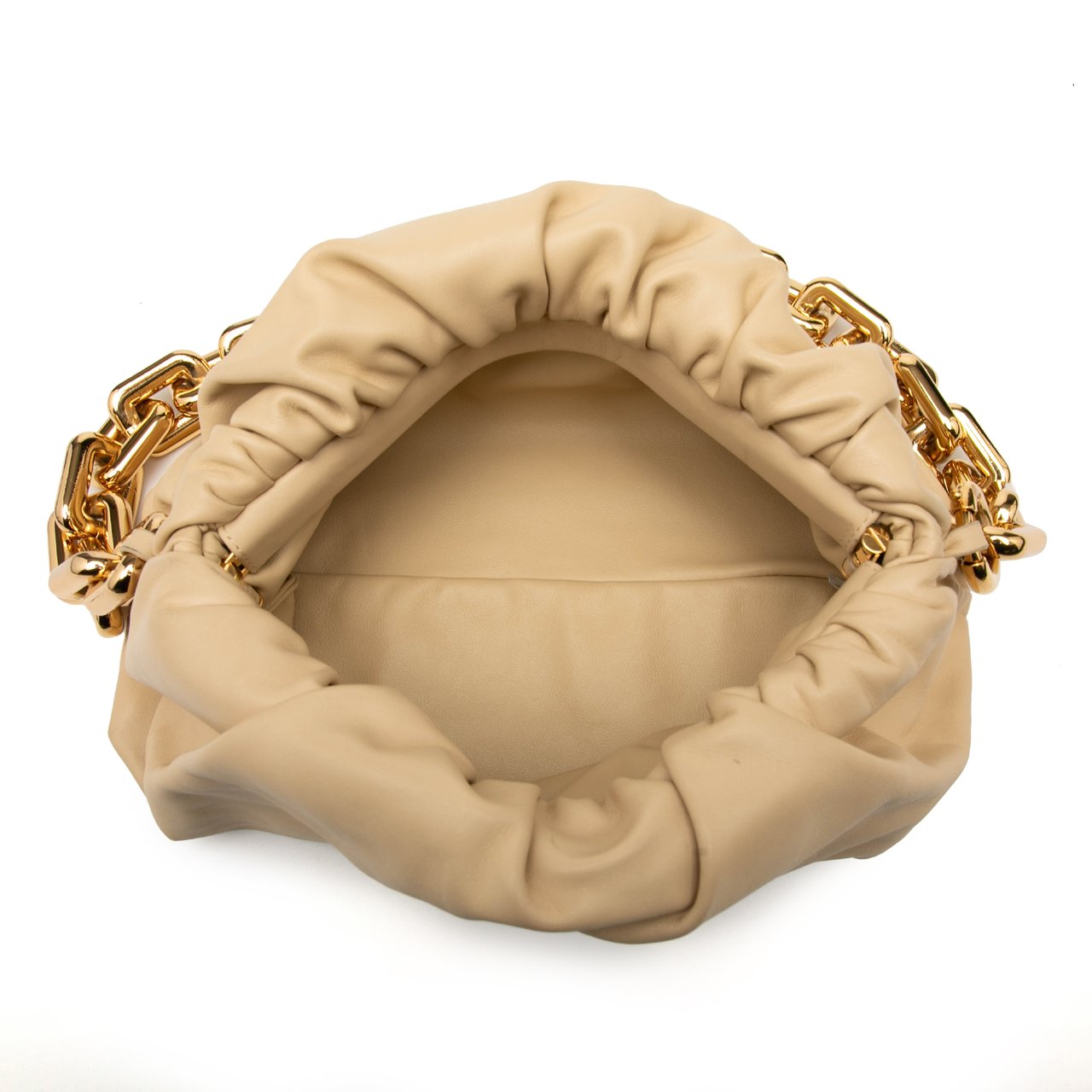 Bottega Veneta Lambskin Chain Pouch Bruin