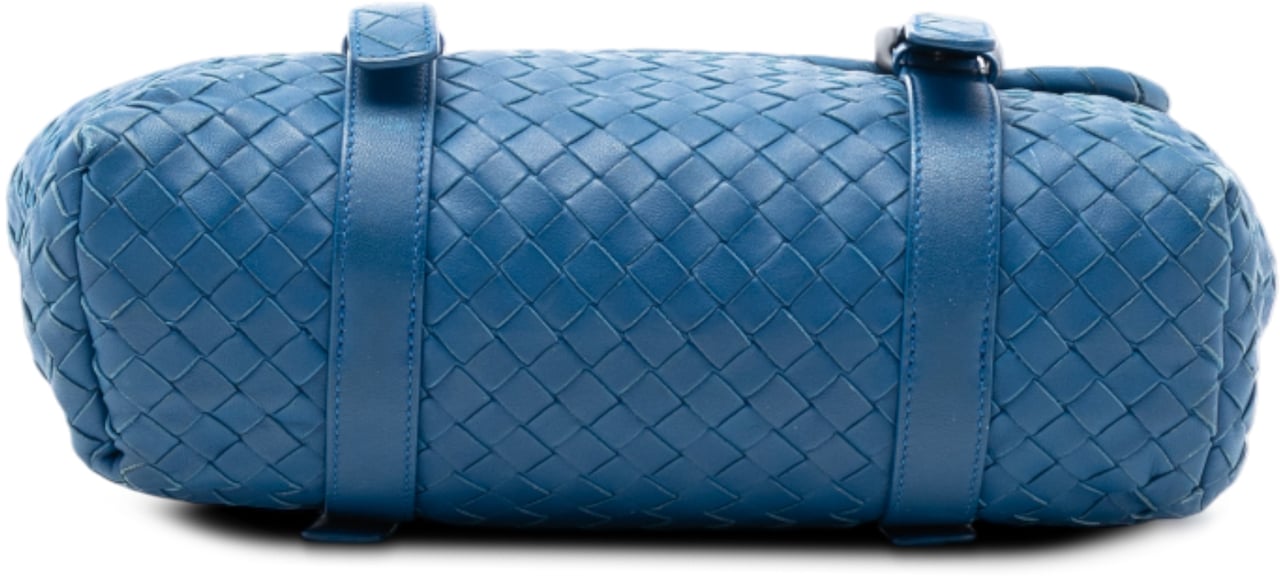 Bottega Veneta Nappa Intrecciato Flap Satchel Blauw