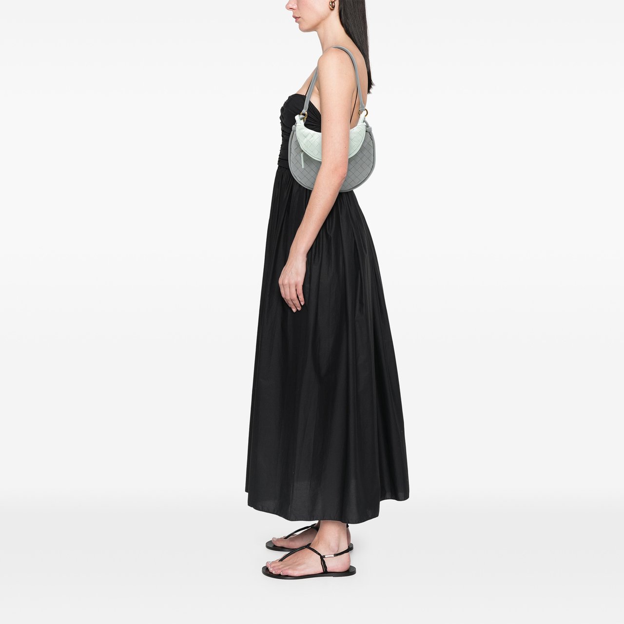 Bottega Veneta Small Bicolor Lambskin Intrecciato Gemelli Bag Grijs