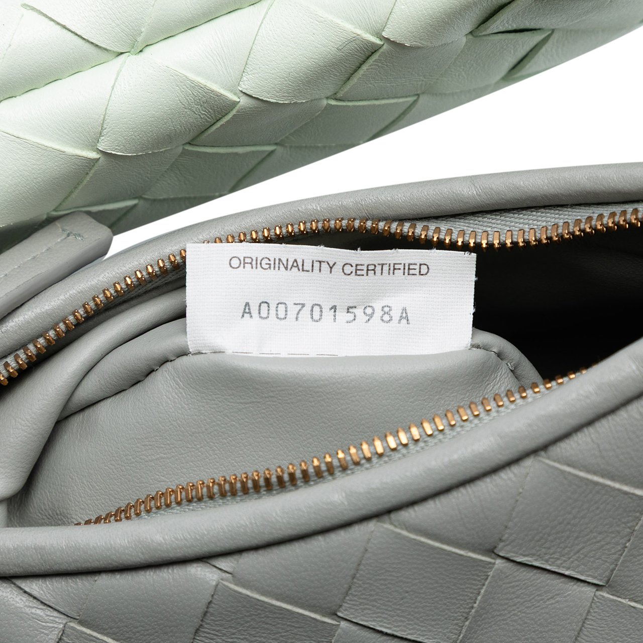 Bottega Veneta Small Bicolor Lambskin Intrecciato Gemelli Bag Grijs