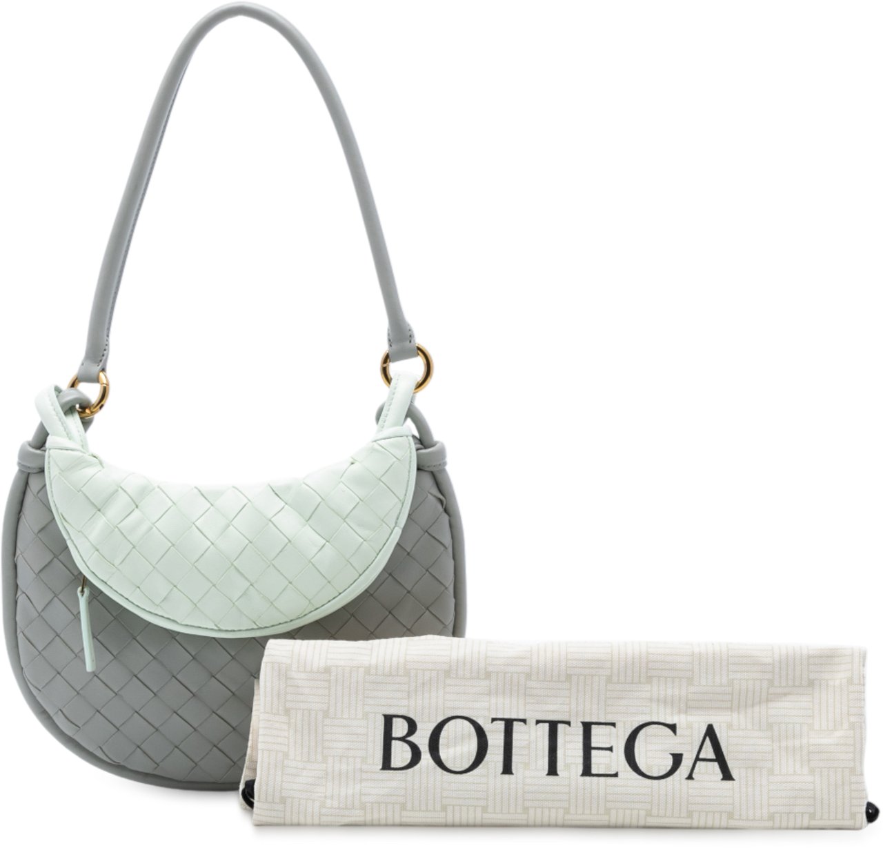 Bottega Veneta Small Bicolor Lambskin Intrecciato Gemelli Bag Grijs