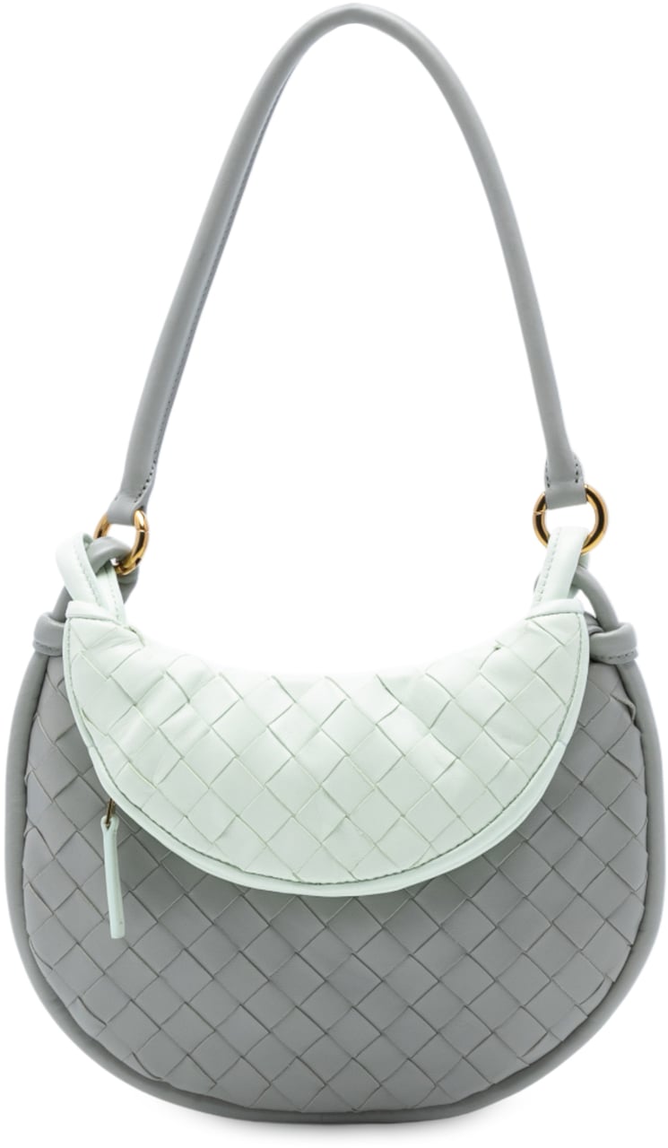 Bottega Veneta Small Bicolor Lambskin Intrecciato Gemelli Bag Grijs