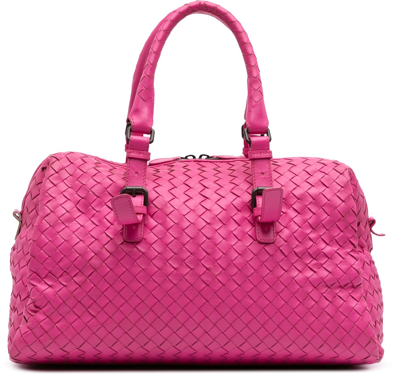Bottega Veneta Nappa Intrecciato Boston Bag Roze