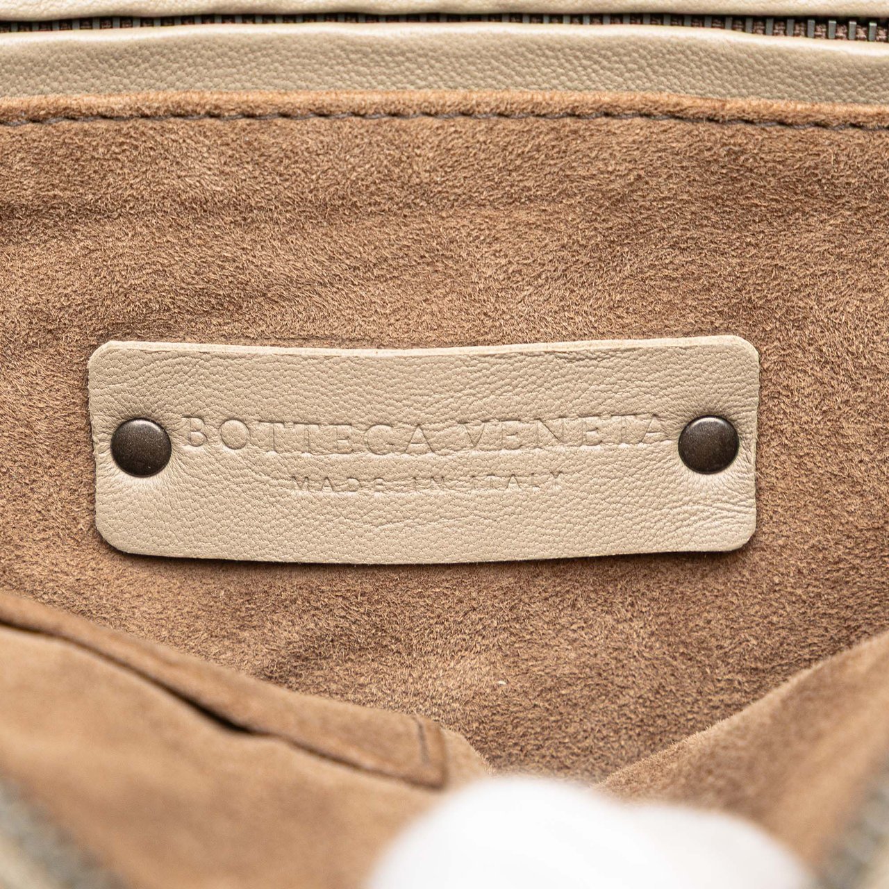 Bottega Veneta Nappa Intrecciato Striped Nodini Crossbody Bruin