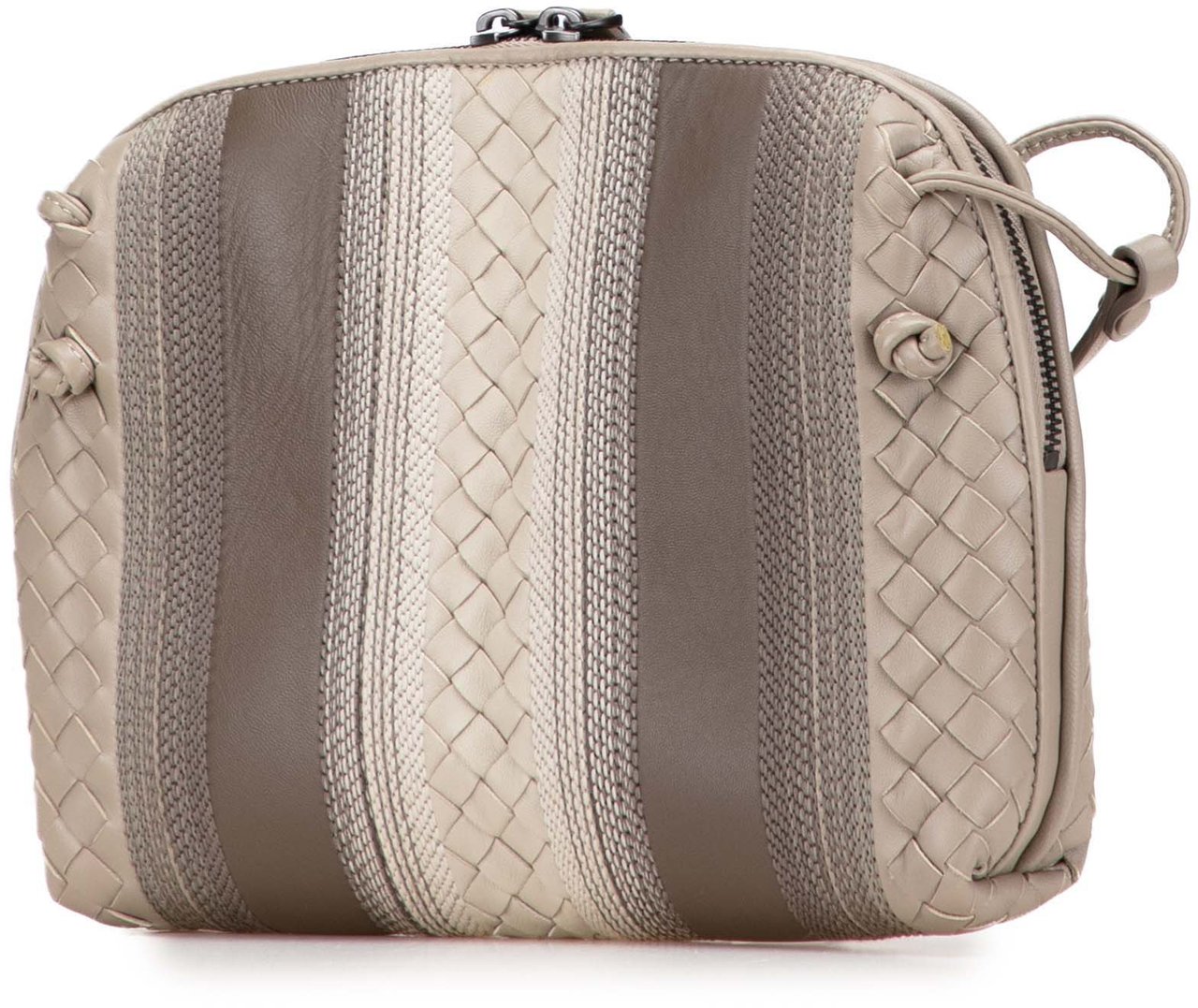 Bottega Veneta Nappa Intrecciato Striped Nodini Crossbody Bruin
