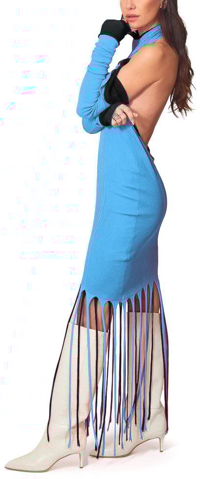 Bottega Veneta Bottega Veneta Blue Cotton Casual Dress Blauw