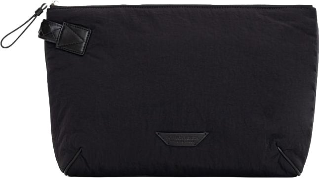 Bottega Veneta Black Nylon Clutch Bag Zwart