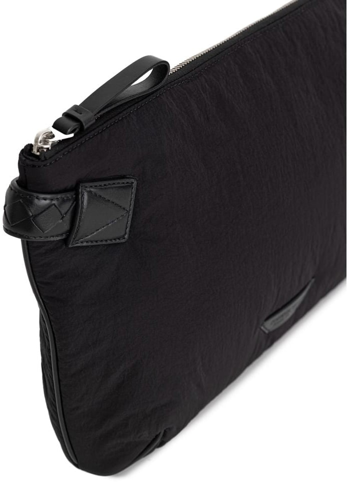Bottega Veneta Black Nylon Clutch Bag Zwart