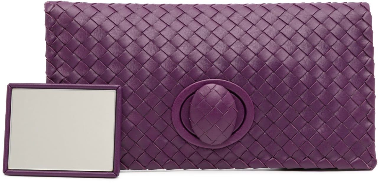 Bottega Veneta Nappa Intrecciato Turn Lock Clutch Paars