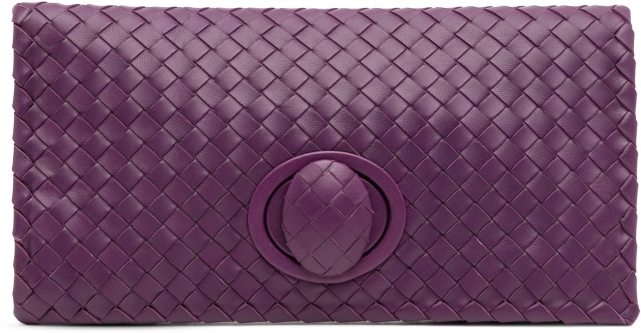 Bottega Veneta Nappa Intrecciato Turn Lock Clutch Paars