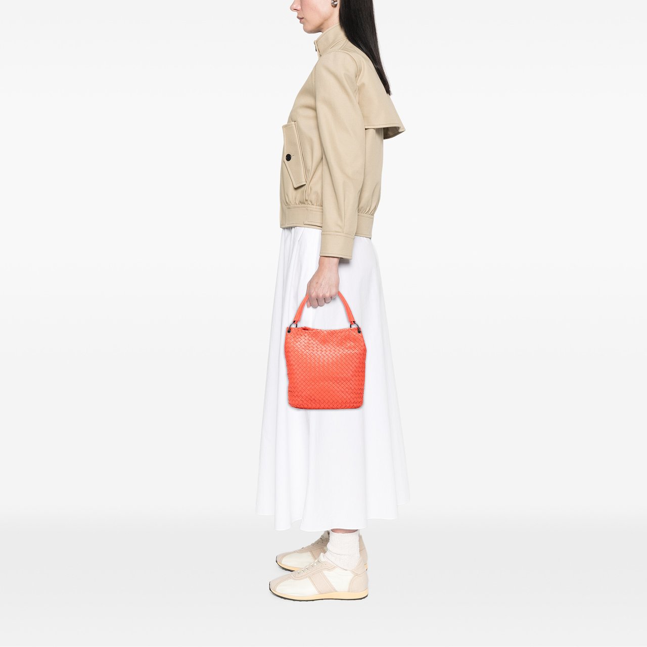 Bottega Veneta Nappa Intrecciato Bucket Bag Oranje